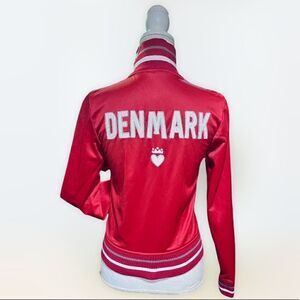 DENMARK LETTERMAN VARSITY ZIP UP TRACK SWEAT JACKET RED SIZE MEDIUM